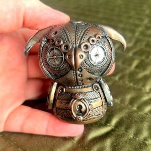Owl Home Decor Steampunk Mini Polymer Clay Figurine Faux Mixed Metal
